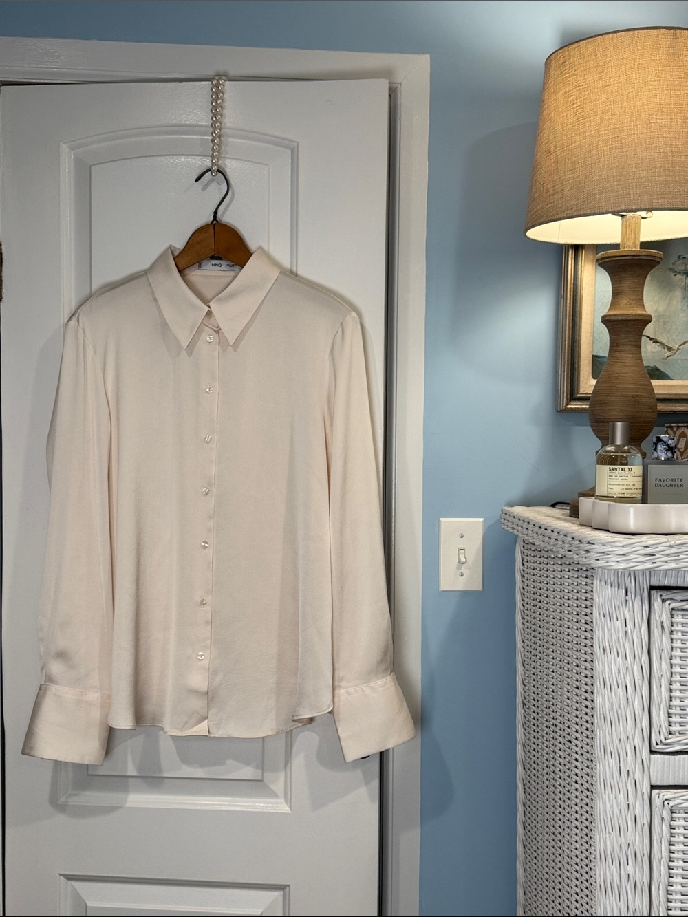 Mango Soft Cream Button-Front Blouse